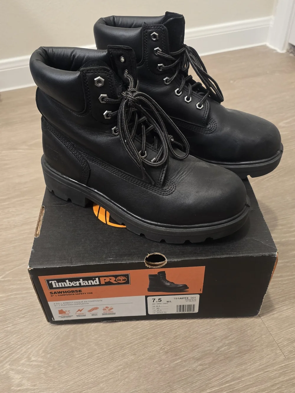 👷Timberland PRO Work Boots Black Sawhorse Composite Safety Toe Industrial Boots